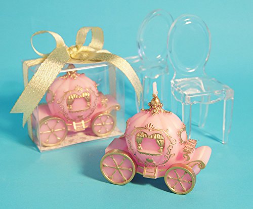Uxzeb Mini Cinderella Cake Toppers Pink Cute Candle For Disney Fairy Princess Girl Baby Shower Birthday Party Favors Decorations Supplies(Pumpkin Carriage) #TOP4