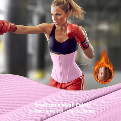 Image of SHAPERX Waist Trainer for Women Corset Shapewear Tummy Control Sport Workout Waist Cincher Body Shaper Zipper and Hooks