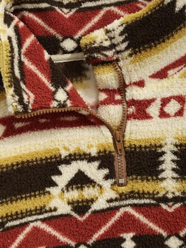 Image of ZAFUL Men 1 /4 Zipper Sweatshirt Ethnic Aztec Printed Kangaroo Pocket Fall Winter Pullovers Jacket Unisex Hoodie Tops