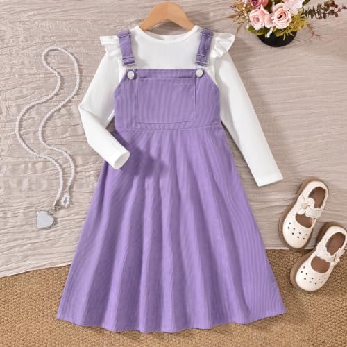 Image of HIHA Little Girls Adjustable Corduroy Pinafore Overall Dress Set Size 6-12