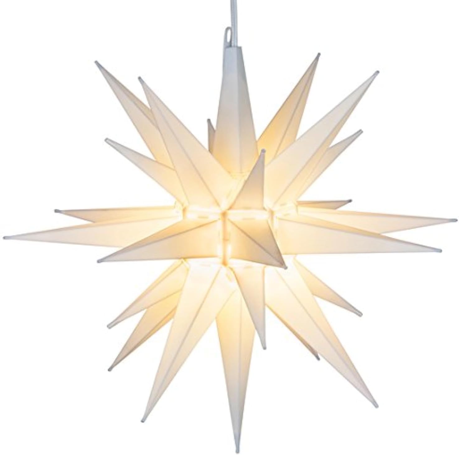 Elf Logic 14” Bright White LED Moravian Star Tree Topper - Hanging Outdoor/Indoor Christmas Tree Star Topper Light - Use as Holiday Decoration, Porch Light, Wedding and Ballroom Venue Decor