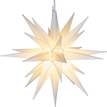 Elf Logic 14 Bright White LED Moravian Star Tree Topper - Hanging Outdoor/Indoor Christmas Tree Star Topper Light - Use as Holiday Decoration, Porch Light, Wedding and Ballroom Venue Decor