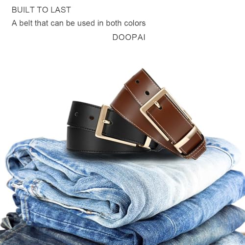 Image of DOOPAI Men's Reversible Leather Belt, 1.25 inch Wide, 2-in-1 Dress & Casual