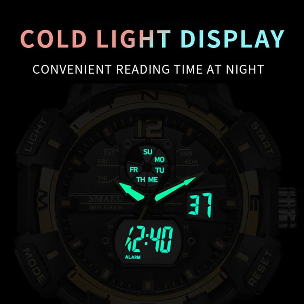 Montre Homme Montre Digital Sport Homme M ilitaire étanche,Grand écran Analogique Digital Montre avec Alarme,LED,Montres Bracelets Multifonctions