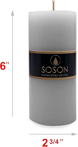Miniatura 2 de Simply Soson - Vela en forma de pilar vertida a mano y de combustión lenta, sin perfume, con mecha larga de parafina, cera para fiestas y decoración