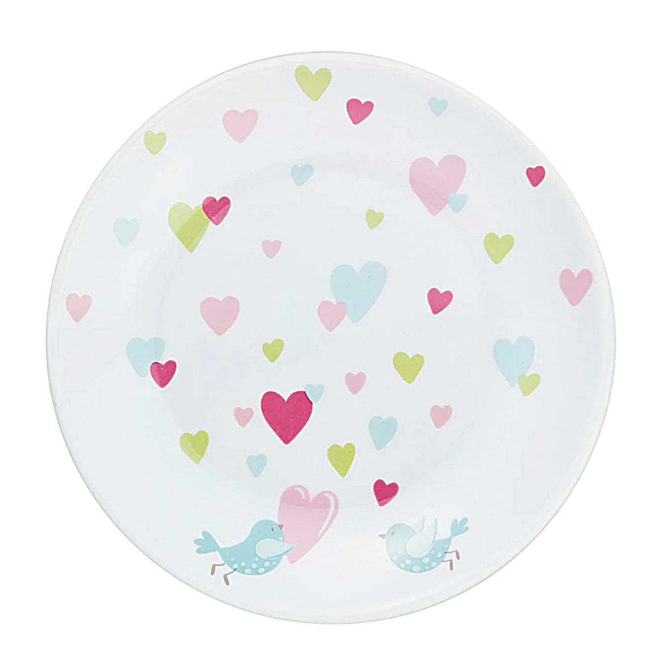 Kindergeschirr Set mit Namensgravur Puresigns - Cora - Vogel, Herzen - 7-teilig eigener Gravur/Namen auf Besteck (Gravur möglich)