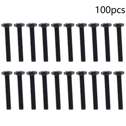 Image of Aicosineg M4 x 25mm Carbon Steel Grade 8.8 External Hex Head Screw Bolts Metric Thread Hexagon Bolts Fastener, 28 x 7 x 7mm (Lx W x H) for Hardware Furniture Machinery Black 100pcs