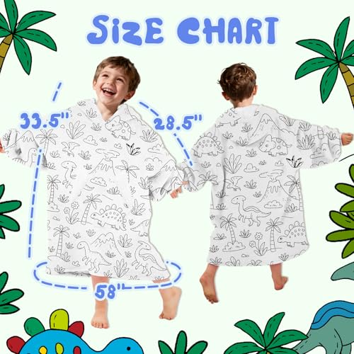 Image of Wearable Blanket Hoodie for Kids, Coloring Teen Hoodie Blanket