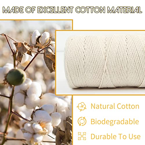 Uiopa Macrame Cord 2mm x 200m, Thick Rope Yarn Natural Cotton Cord, Macrame String for DIY Crafts Plant Hangers - Image 3