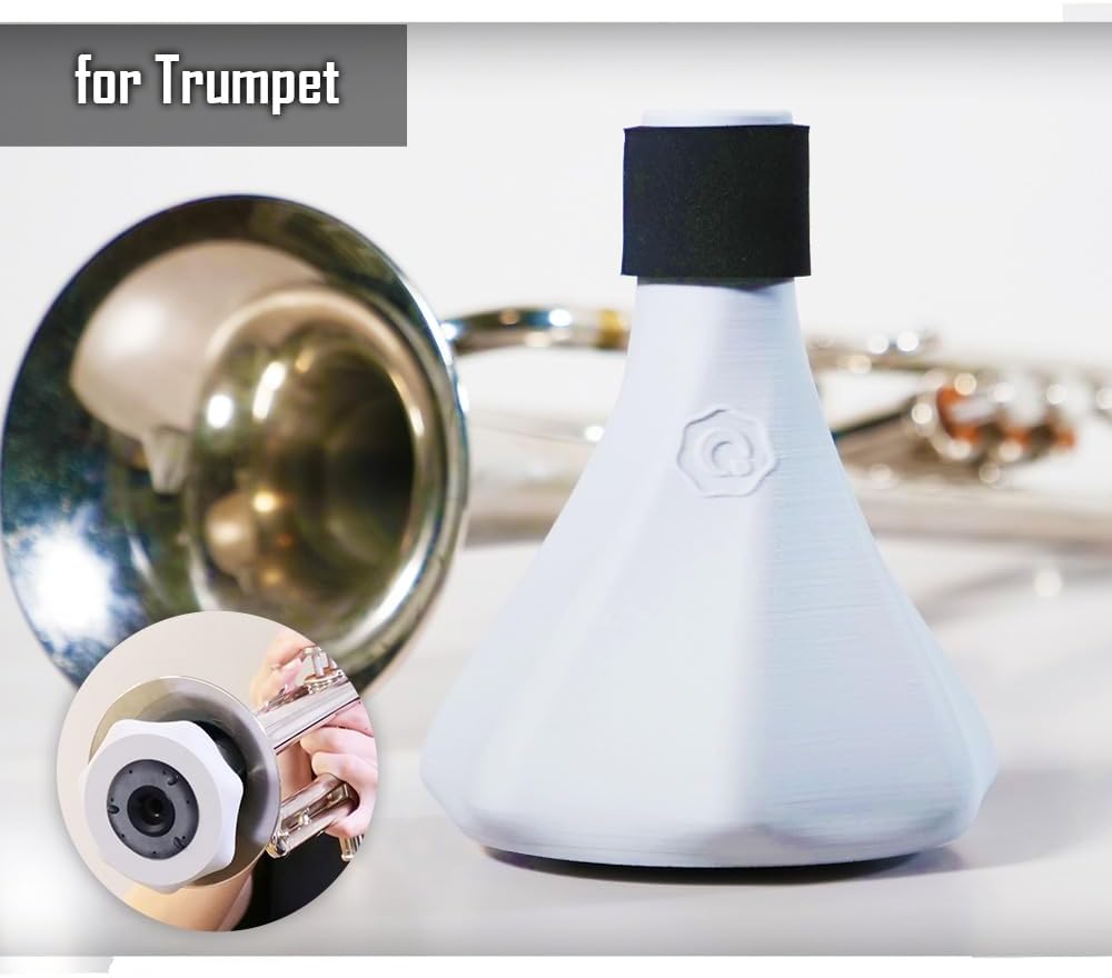 Trumpet Practice Mute – Ultra-Quiet, Lightweight 3-in-1 Capsule (Silencer, Blowing, Tone) – QooMute (Midnight - Gray)