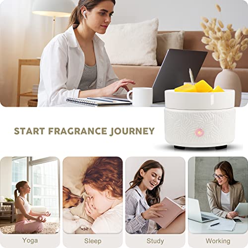 Electric Wax Melts Candle Burner - Bobolyn Ceramic Wax Melts Warmer 3-in-1 Scented Candle Wax Melter Electric Fragrance Essential Oil Burner Aromatherapy Home Office Bedroom Gifts - Embossed Leaves - Image 7