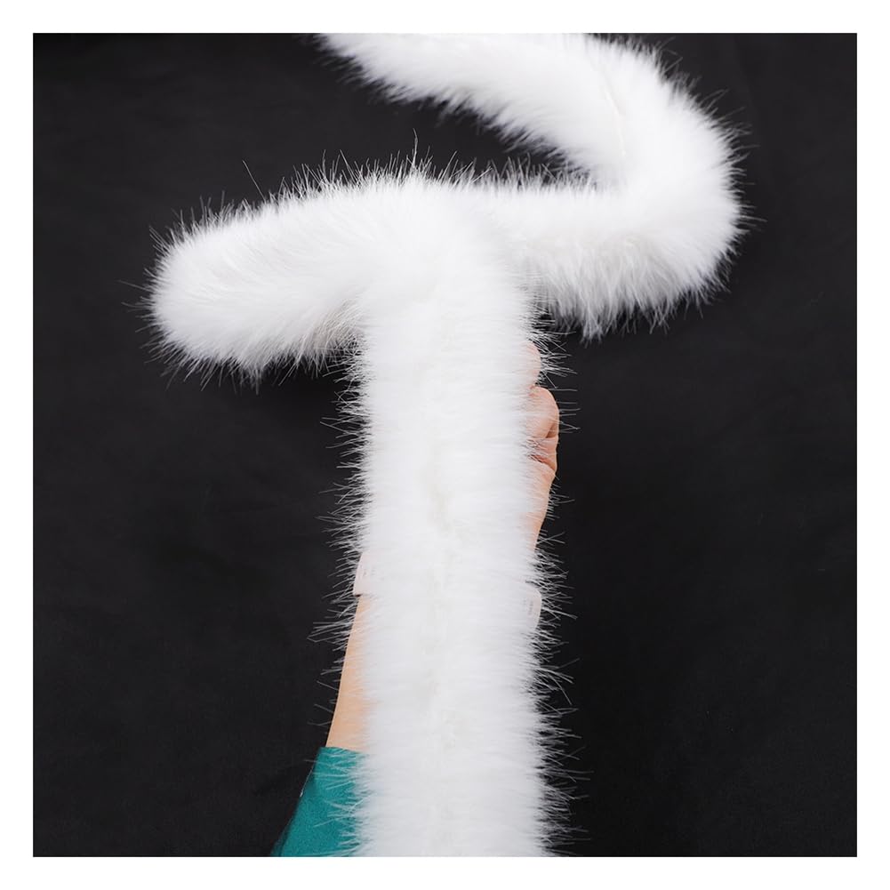 Kunstfell Bordüre Flauschig Kunstpelzband Kunstfell Band Plüsch Trim Stoff Bordüre Handarbeit Material für Hausschuhe Kostüme Basteln Mäntel Geschenkdekoration Weiß 10m