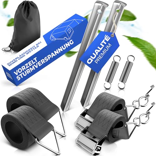 LAINFELD Protection Contre Les intempéries pour auvent Thule Omnistor | Cheville de Terre de 35 cm | Tension de tempête pour auvent de Tente, Sangles de Tension,...
