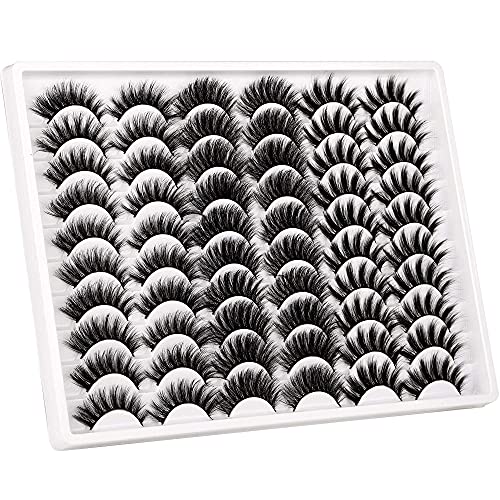 Mavphnee Eyelashes Faux Mink Lashes Pack Natural Look 3D Long False Lashes 30 Pairs Dramatic Thick Fluffy Eye Lashes Bulk Reusable Soft Fake Eyelashes Wholesale