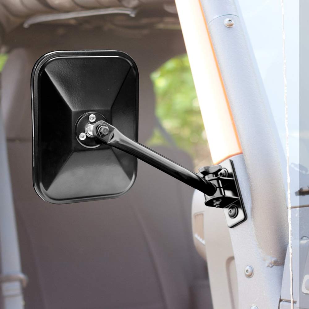 Espejos Laterales Vista de la Puerta Espejo Retrovisor Espejos Rectangulares 4x4 Espejo Todo Terreno Apertura Rápida Ajuste para Jeep Wrangler