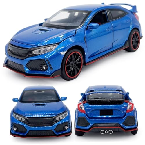 Image of 1:32 Honda CIVC Type R Scale Model Car - Exclusive Alloy Metal Pull Back Die Cast Car Toy with Openable Doors, Light & Music - Best Gifts for Kids【Colors as Per Stock】