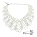 kilofly White Faux Pearl False Collar Necklace, Coco, with Rhinestone Cat Pin