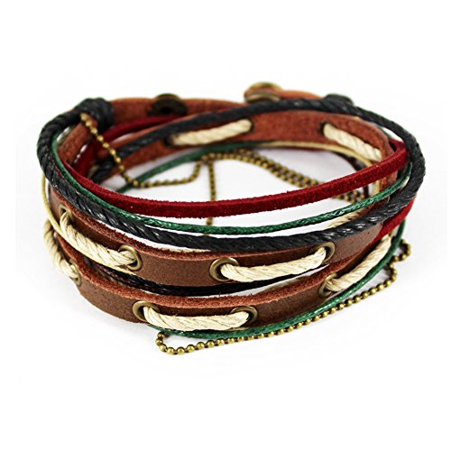Simple Fashion Colour Braided Rope Three-tone Button Wrap Bracelet