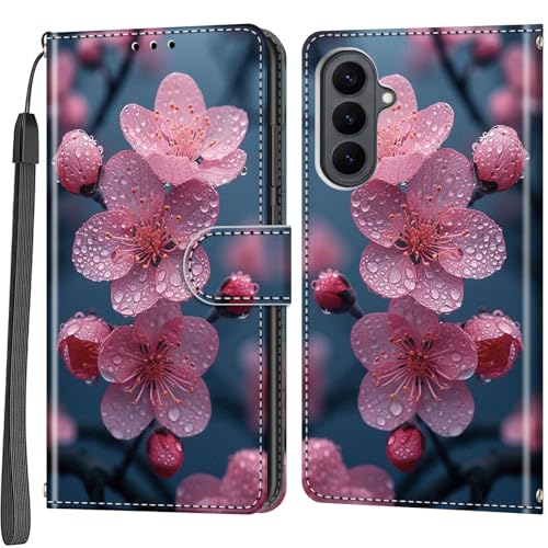 Étui Galaxy S26 Plus Fleurs housse portefeuille cuir avec porte-cartes