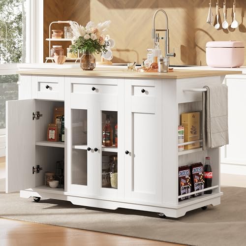 Merax Kitchen Island on wheels,Kitchen Storage Cabinet Troll