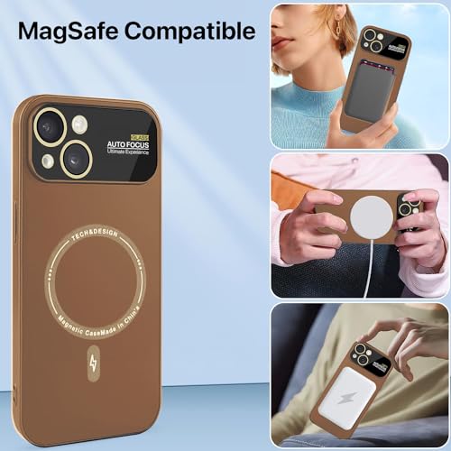 Image of Vaku Luxos Premium Silicon Polarized Back Cover for iPhone 15 Plus Texture Full Lens Protection Silicon Case Scratch Resistant Slim Thin Military-Grade Protection - Brown