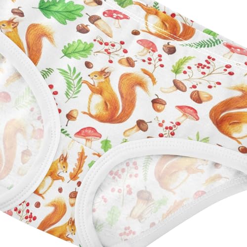 Joisal Artistic Girls Underwear Toddlers 2t Cotton Panties Little Girl Watercolor Squirrels Mushroom Underpants Briefs4