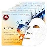 elurea Bio Collagen Mask + Kojic Acid Premium Hydrogel Face Mask (4 masks), Korean Mask for Luxury Beauty, Collagen Mask for Self Care, Korean Skincare, Hydrating Face Mask, Stocking Stuffers