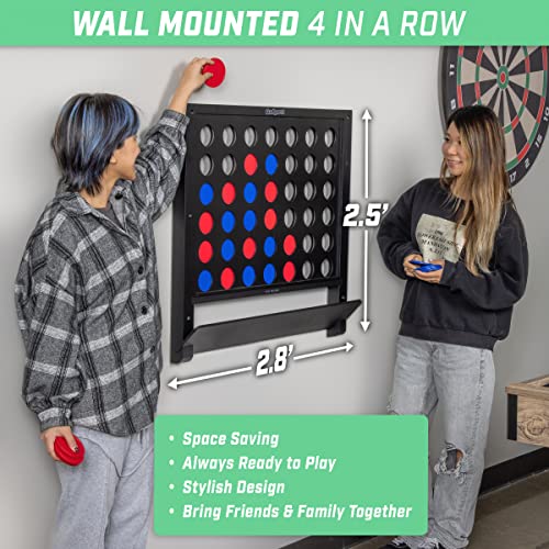 Image of GoSports Wall Mounted Giant 4 in a Row - Jumbo Four in a Row with Coins - Black