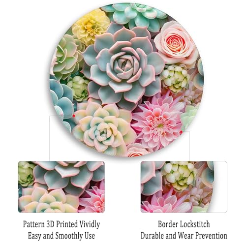 Image of Gctriki Succulents Mouse Pad, Cute Small Mouse Pads for Desk, Botanical Round Travel Mousepad for Wireless Mouse Gaming Work, Comfortable Computer Mouse Mat for Laptop, Home Office Desk Accessories