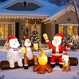 Alupssuc 8FT Christmas Inflatable Outdoor Decoration with Built-in LEDs Lights, Blow-Up Santa Claus, Bear and Deer Keeping Warm for Outside/Indoor Xmas for Yard, Garden, Lawn, Party, Holiday Decor