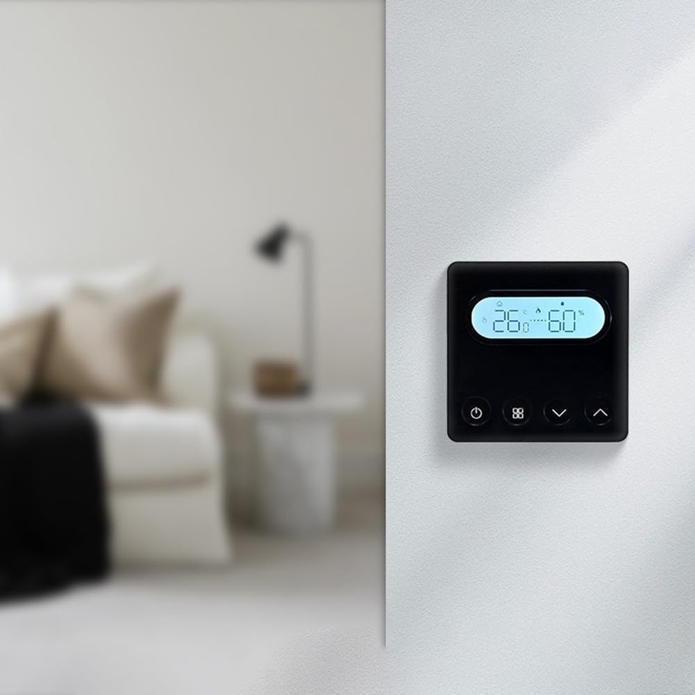 Zoegneer Panel de control de temperatura inteligente Termostato de caldera montado en la pared con pantalla táctil Calefacción ajustable PC ABS Material ignífugo Opciones de color dual Precisión 0