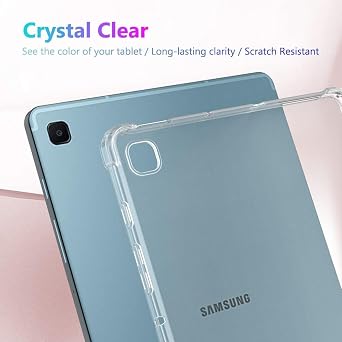 Clear Case for Samsung Galaxy Tab S6 Lite 10.4'' 2024/2022/2020 SM-P610/P615, Flexible Transparent Soft Bumper TPU Reinforced Corner, Shockproof Cover