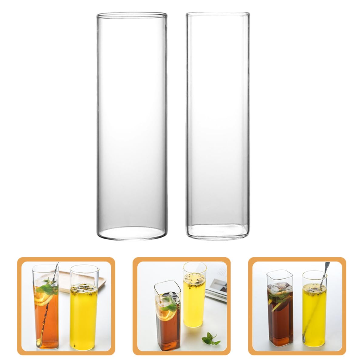SHINEOFI Bicchieri da Cocktail in Vetro 2 Pezzi, 600ml, Trasparenti | Uso Bar e Ktv, Linee Decorative per Bevande, Set Doppio per Servizio e Presentazione