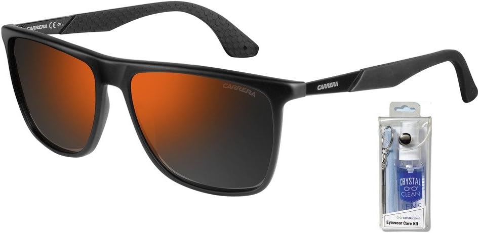 Carrera 5018/S 0MHX CT Matte Black/Copper Rectangular Sunglasses Bundle-2 Items