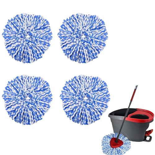 Cabezal de Repuesto para Fregona Vileda Turbo- Microfibra Triangular Recambio Fregona- Compatible con Todos los Suelos - Lavable a Máquina -Uso en Húmedo y Seco (Azul 4 Pieza)