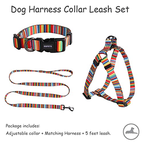 Qqpets Dog Harness Collar Leash Set No Pull Adjustable Back Clip Halter Quick Release Basic Collar 5Ft Anti-Twist Leash For Female Male Puppy Large Breed Training Easy Walk Running #TOP3