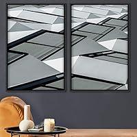 2 Piece Framed Canvas Wall Art Patterned Architecture Canvas Prints Home Artwork Decoration for Living Room,Bedroom - 16