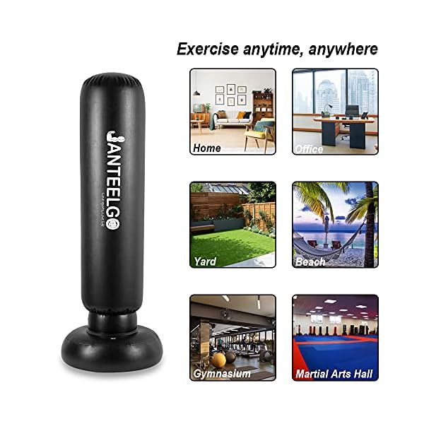 Inflatable Punching Bag - GEMGO 59 Inch Boxing Bag with Stand for Adults|Kids - Boxing Equipment for Practicing|Taekwondo|Karate Muay Thai|Martial Arts