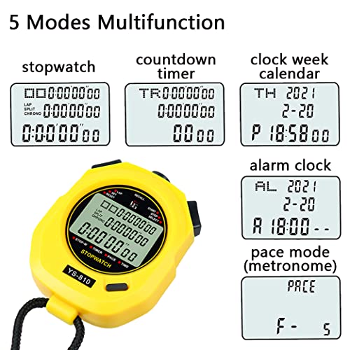 Zctimyi Sports Stopwatch Timer 10 Lap Split Memory Recall Stopwatch With Countdown Timer, Shockproof Digital Stopwatch For Coaches Referee Running Swimming Sports Training #TOP1