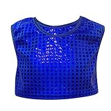 Generisch Faschings Cheerleading-Oberteil für Kinder mit Pailletten-Performance-Weste für Tanzteams und Vorschulaktivitäten (Blue, 4-6 Years)