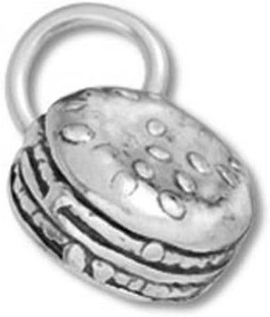 Sterling Silver 3D Hamburger or Cheesburger Charm Item #36018