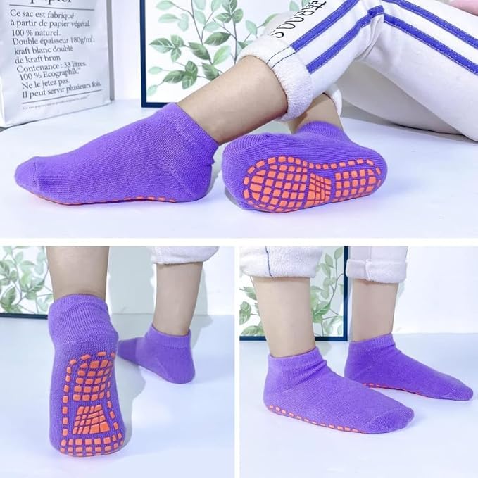 TENDSY Non-Slip Grip Socks for Kids, 6 Pairs, Multi-Colour, Trampoline and Yoga Socks with Silicone Grips (IN, Age, 8 Years, 11 Years) - Image 5 thumbnail