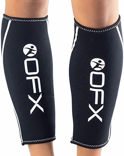 The Original Fitness Experts Neoprene Reflective Calf Sleeves Black (Black, Medium/Small)