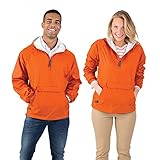 Charles River Apparel Classic Windbreaker Pullover Hooded Jacket, Orange, 3XL
