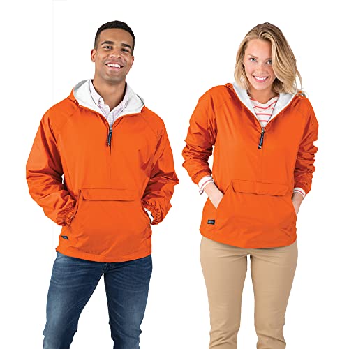 Charles River Apparel Unisex Classic Solid Pullover, Men's & Women's Water-Resistant Windbreaker, Orange, 3X-Large