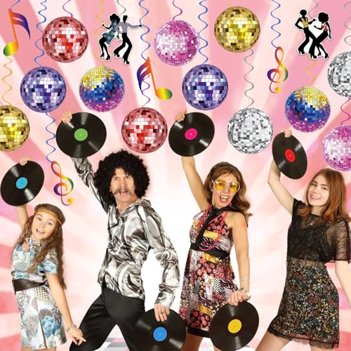 Image of 40Pcs Disco Party Hanging Swirl Decorations Disco Ball Hanging Swirls Disco Party Decorations 70s Party Hanging Swirls Ceiling Decor for Disco Themed 1970s Birthday Party Favors Supplies