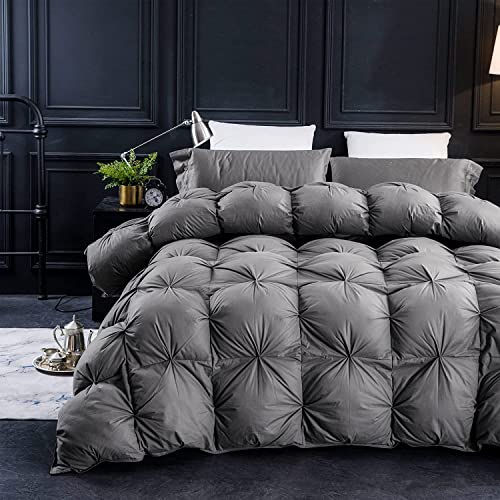 Three Geese Pinch Pleat Waterfowl Feathers and Down Comforter Queen Size Duvet Insert, 1200TC 100% Cotton Fabric, Premium All Seasons Grey Hotel Warm Comforter with 8 Tabs. by Three Geese - Used condition - US$87.08