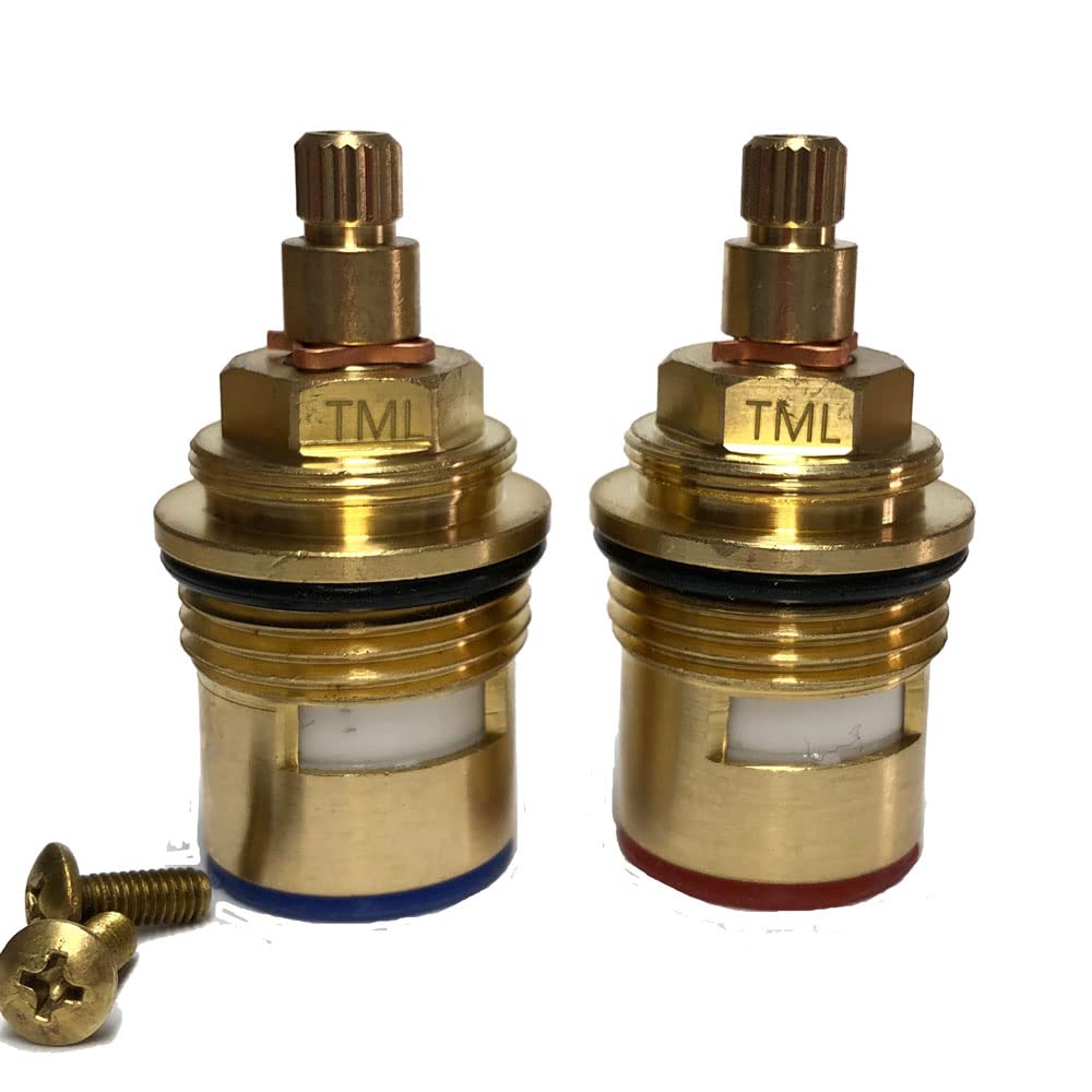 Tml Brass Victorian Plumbing Pair Of Tap Cartridges | Valves | Quarter Turn | Compatible Bath Taps Bsp 3/4"