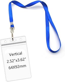 Lanyards with Id Holder Name Badges Waterproof Name tag Badge Holders with Neck Blue Lanyard Swivel J-Hook Clip 50 Pack