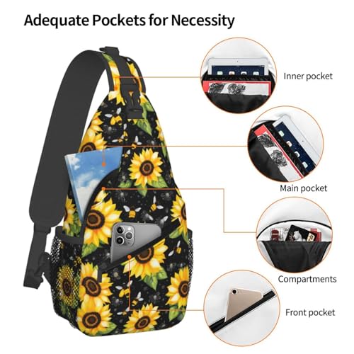 Bolso tipo bandolera con estampado de abejas y girasoles miniatura 4